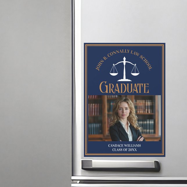 Navy Blue Gold Law School Abschluss Foto Magnet (Von Creator hochgeladen)