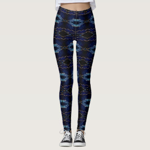 Navy Blue Gold Leggings