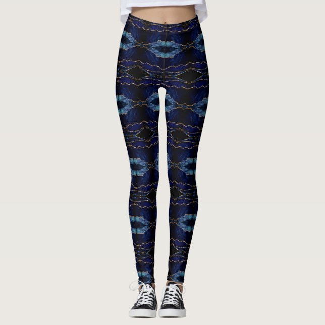 Navy Blue Gold Leggings (Vorderseite)