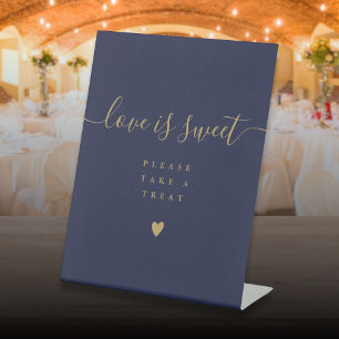 Navy Blue Gold Liebe ist süß Nehmen Sie eine Lecke Sockelschild