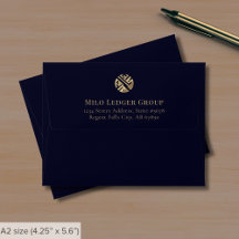 Navy Blue Gold Logo Note Card