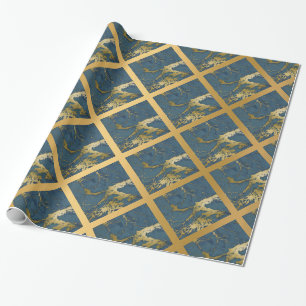 NAVY BLUE GOLD MARBLE WEDING WRAP WRAPPING PAPIER GESCHENKPAPIER