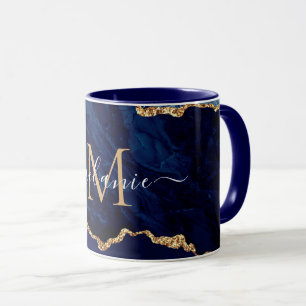 Navy Blue Gold Marmor Benutzerdefiniert Ihre Lette Tasse