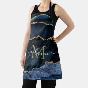 Navy Blue Gold Marmor Schürze benutzerdefinierten 