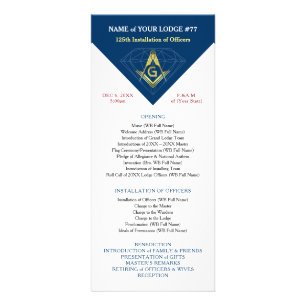Navy Blue Gold Masonic Installations-Vorlagenkarte Werbekarte