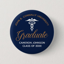 Navy Blue Gold Medical School Abschluss Keepake Button
