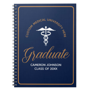 Navy Blue Gold Medical School Abschluss Keepake Notizblock