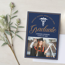 Navy Blue Gold Medical School Foto Abschluss