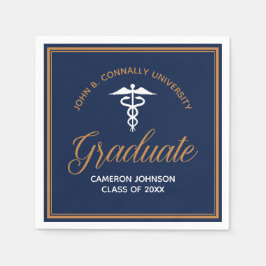Navy Blue Gold Medical School Graduation Party Serviette
