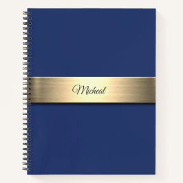Navy Blue Gold Metal Monogram Notizbuch