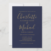 Navy Blue Gold Moderne Minimalistische Hochzeit