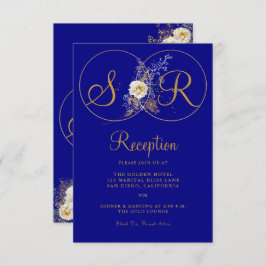 Navy Blue Gold Monogram Empfang Card Einladung