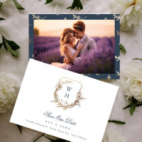 Navy Blue Gold Monogram Wappen Wedding