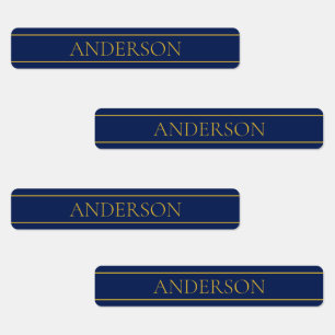 Navy Blue & Gold Name Nachname oder Business Iron Etiketten