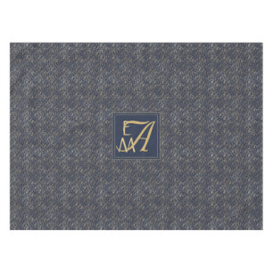 Navy Blue Gold Newly Weds Wedding Monogram Decor Tischdecke