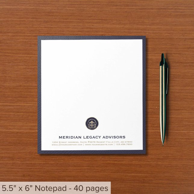 Navy Blue Gold Office Notepad mit benutzerdefinier Notizblock (Von Creator hochgeladen)