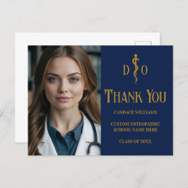 Navy Blue Gold Osteopathic Doctor Foto Vielen Dank Postkarte