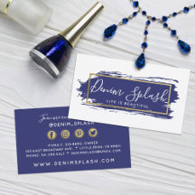 Navy Blue & Gold Paint Stroke Social Networks
