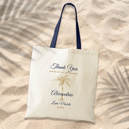 Navy Blue Gold Palm Tree Bridesmaid Vielen Dank Tragetasche