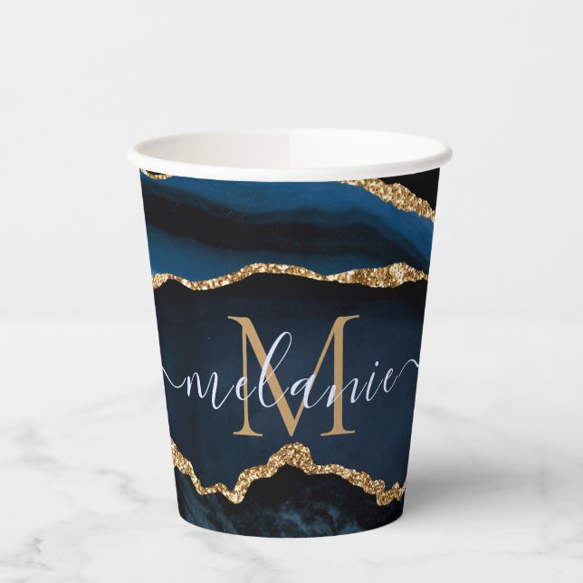 Navy Blue Gold Paper Cups benutzerdefinierten Buch Pappbecher (Links)