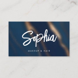 Navy Blue Gold QR Code Schönheit Eleganter Luxus Visitenkarte