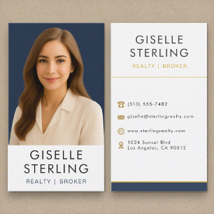 Navy Blue Gold Real Anwesen Broker Beruflich Visitenkarte