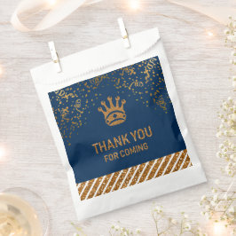 Navy Blue Gold Royal Prince Crown Vielen Dank Geschenktütchen