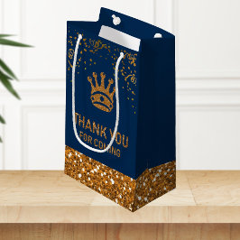 Navy Blue Gold Royal Prince Crown Vielen Dank Kleine Geschenktüte
