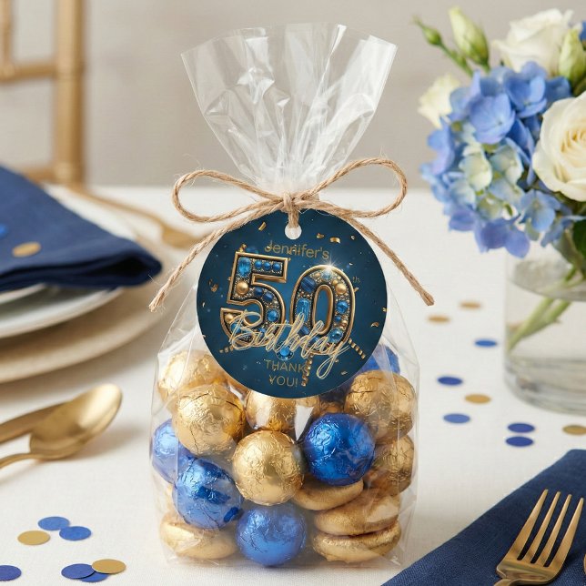 Navy Blue Gold Sapphire Gemstone 50th Birthday Geschenkanhänger (Von Creator hochgeladen)