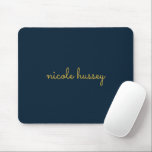 Navy Blue Gold Script  | Stylish Monogram Modern Mousepad<br><div class="desc">A simple stylish custom monogram design in an casual handwritten in striking monochrome Navy. The monogram can easily be personalized to make a design as unique as you are! The perfect trendy gift or accessory for any occasion.</div>