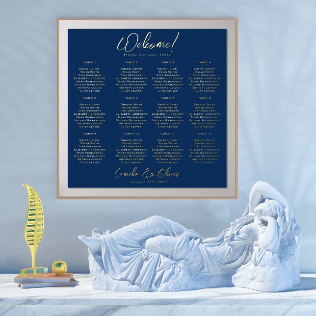 Navy Blue Gold Seating Chart 12 Tabelle Real Foil Foliendrucke (Von Creator hochgeladen)