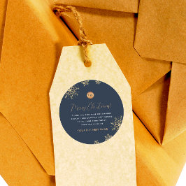 Navy Blue Gold Snowflake Logo Weihnachtsaufkleber Runder Aufkleber