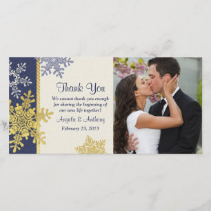 Navy Blue Gold Snowflake Winter Hochzeit Vielen Da Dankeskarte