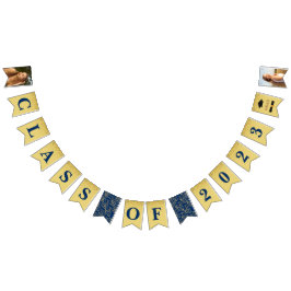 Navy Blue Gold Sparkle Graduate Foto Party Wimpelkette