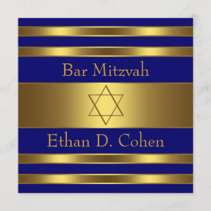 Navy Blue Gold Star von David Bar Mitzvah Einladung