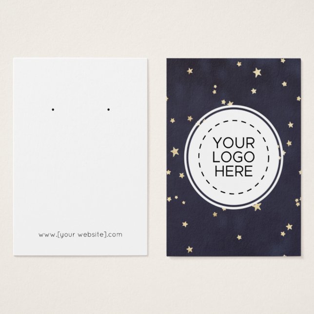 Navy Blue Gold Stars Earring Display Card (Vorne & Hinten)