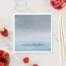 Navy Blue Gold Stars Sky Watercolor Serviette