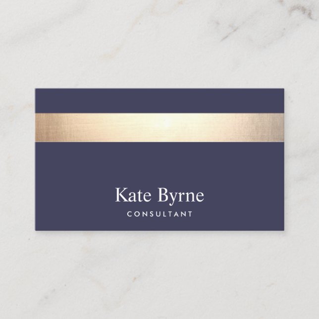 Navy Blue - Gold Stripe Moderne, stilvoll Visitenkarte (Vorderseite)