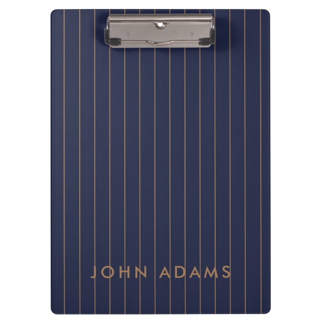 Navy Blue Gold Stripe Personalisiert Classic Moder Klemmbrett (Vorderseite)