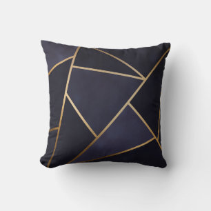 Navy Blue Gold Triangle Geometric Elegany Class Kissen