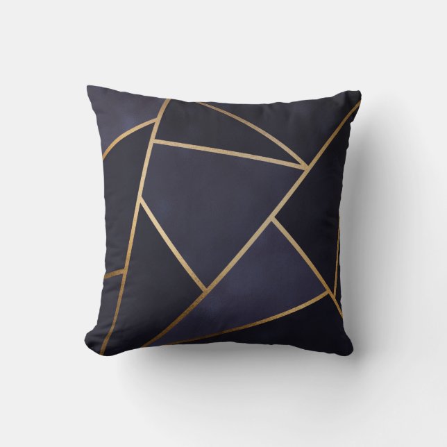 Navy Blue Gold Triangle Geometric Elegany Class Kissen (Vorderseite)