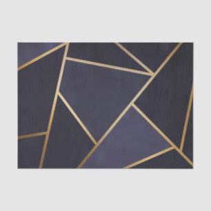Navy Blue Gold Triangle Geometric Elegany Class Seidenpapier