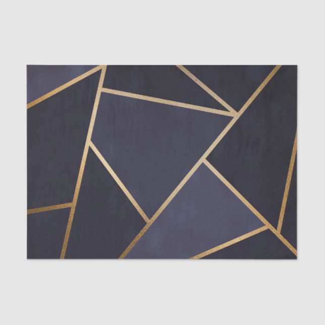 Navy Blue Gold Triangle Geometric Elegany Class Seidenpapier (Vorderseite)