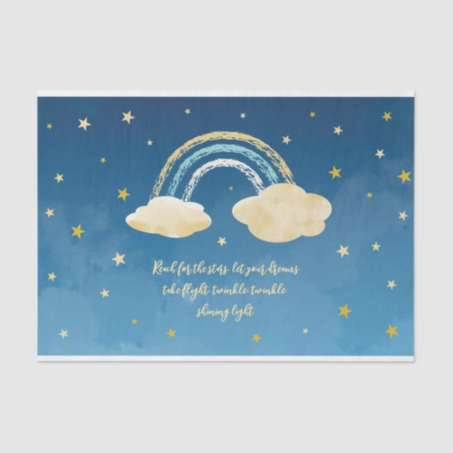 Navy Blue Gold Twinkle Little Star Seidenpapier (Vorderseite)