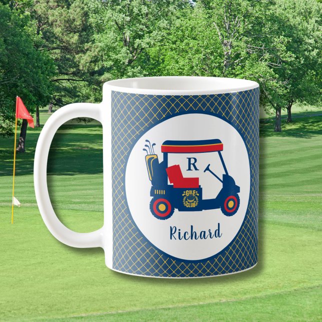 Navy Blue Gold und Red Golf Personalisiert Kaffeetasse (Von Creator hochgeladen)