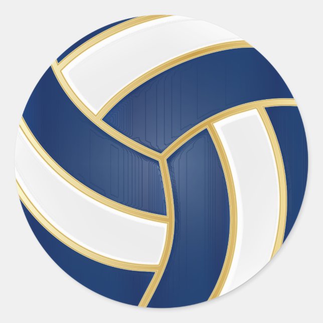 Navy Blue, Gold und White Volleyball Runder Aufkleber (Vorderseite)