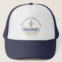 Navy Blue Gold Veterinary School Abschluss Custom Truckerkappe