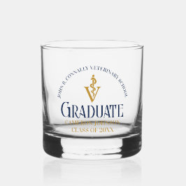 Navy Blue Gold Veterinary School Abschluss Custom Whiskyglas