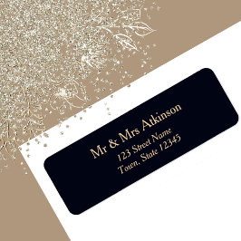 Navy Blue Gold Wedding Return Address