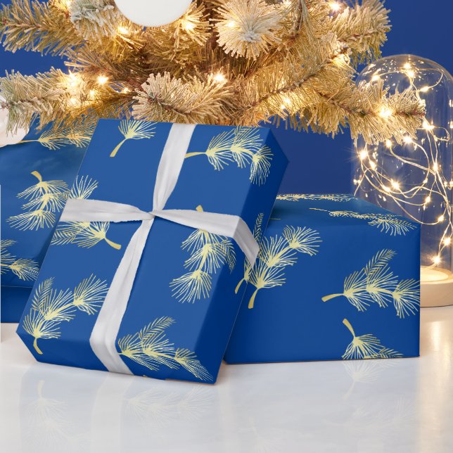 Navy Blue Gold Weihnachtsgeschenke Geschenkpapier (Feiertage)